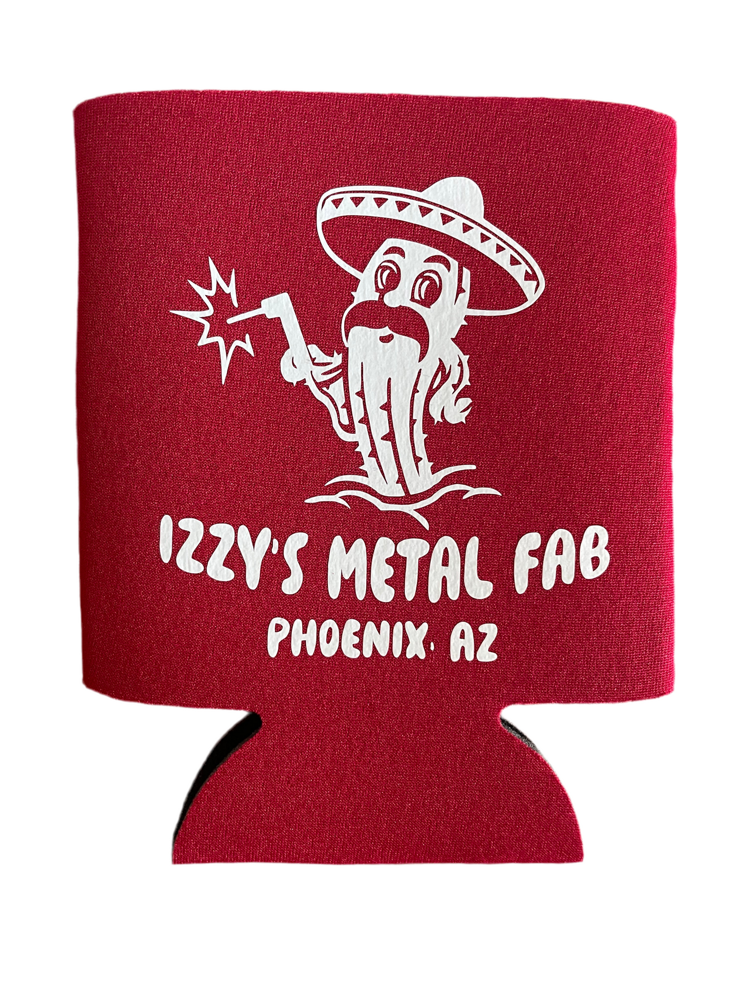 Saguaro Stache Red Koozie With Print On One Side